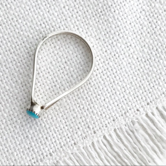 1970s NATIVE Zuni Turquoise & Sterling Silver Vintage Stacker Ring NOS Signed - Picture 2 of 5